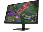 HP OMEN 27qs AW3V1AA 27-inch QHD 280Hz IPS gaming monitor in black displaying a high-speed game at YourShoppy.com.