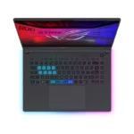 Asus ROG Strix G16 G615LW-TS356WS gaming laptop in Eclipse Gray with RGB backlit keyboard, viewed from above at YourShoppy.co