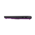Side profile of the Asus ROG Strix G16 G615LW-TS356WS gaming laptop in Eclipse Gray with glowing under-chassis RGB lighting.