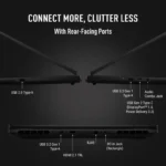 Asus TUF Gaming F16 FX610JM-TU105WS laptop showing rear and side port connectivity options for efficient cable management.