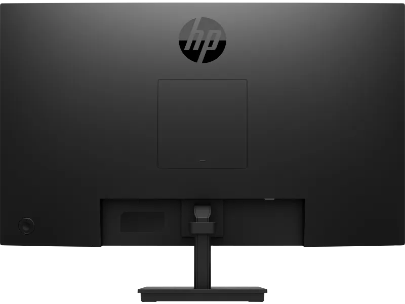 Rear view of the black HP Series 3 Pro 27 inch FHD Monitor 327pf featuring a central stand mount and HP logo.