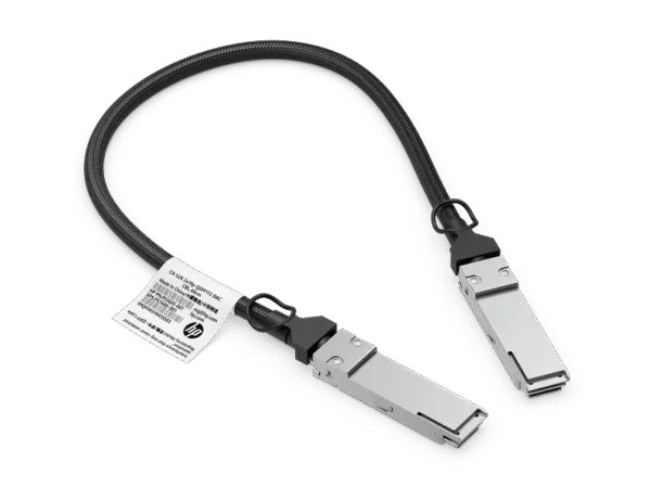 HP ZGX 0.5m QSFP112 Ethernet DAC cable with dual connectors and braided black shielding available at YourShoppy.com.