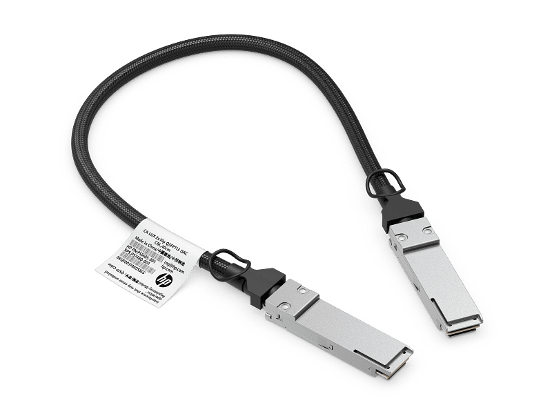 HP ZGX 0.5m QSFP112 Ethernet DAC Cable C20MQAA | YourShoppy.com HP ZGX 0.5m QSFP112 Ethernet DAC cable with dual connectors and braided black shielding available at YourShoppy.com.