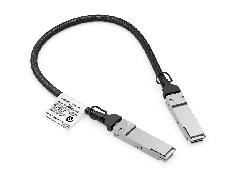 HP ZGX 0.5m QSFP112 Ethernet DAC cable with dual connectors and braided black shielding available at YourShoppy.com.