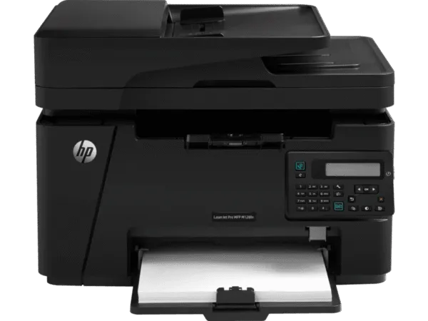 HP LaserJet Pro MFP M128fn monochrome laser printer with print, scan, copy, and fax functions available at YourShoppy.com.