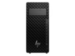 Front view of the black HP Z2 Tower G1i Workstation D53JGPA desktop PC featuring a mesh front panel and vertical port array.