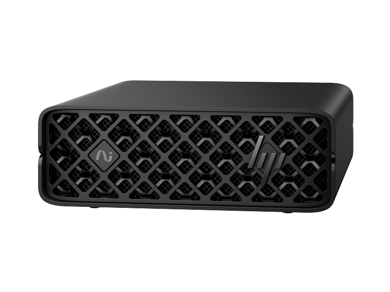 HP ZGX Nano G1n AI Station D8ZJ9PT black mini desktop with a patterned front grille and HP branding from YourShoppy.com.