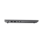 Side profile view of the Lenovo V14 G5 IRL 83HD004DIG laptop showing the port selection in Luna Grey finish.