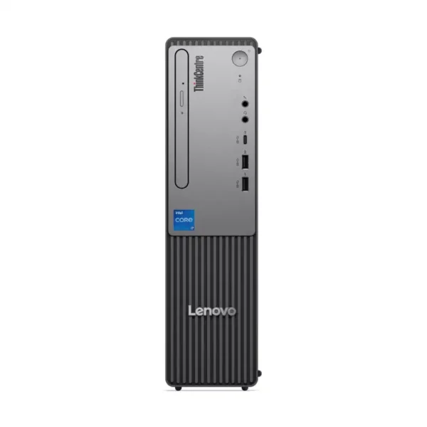 Lenovo ThinkCentre neo 30s Gen 5 small form factor desktop with Intel Core i7 processor in a compact black chassis.
