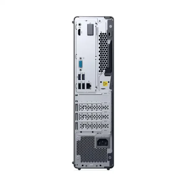 Rear view of Lenovo ThinkCentre neo 30s Gen 5 small form factor desktop showing connectivity ports and cooling vents.
