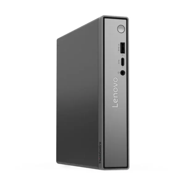 Lenovo ThinkCentre neo 50q Gen 5 13B9S00C00 mini desktop in black featuring front-facing USB and audio ports at YourShoppy.co
