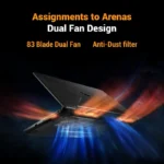 Asus TUF Gaming A15 FA506NCG-HN442W dual fan cooling system with 83 blade fans and anti-dust filter at YourShoppy.com.