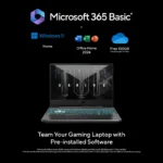Asus TUF Gaming A15 FA506NCG-HN443WS laptop with pre-installed Windows 11, Office Home 2024, and 100GB cloud storage.