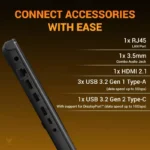 Side profile of ASUS TUF Gaming A15 FA506NCQ-IN080W laptop showing RJ45, HDMI 2.1, USB-A, USB-C, and audio ports at YourShopp