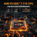 AMD Ryzen 7 170 processor chip with 8 cores, 16 threads, and 4.75 GHz max boost clock for Asus TUF Gaming A15 laptops.