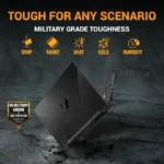 Asus TUF Gaming A15 FA506NCQ-IN080W laptop showcasing MIL-STD 810H military-grade durability against drop, shake, and heat.