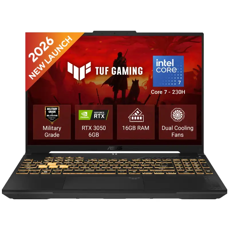 Asus TUF Gaming F16 FX607VJR-TU326WS laptop featuring an Intel Core 7 230H processor and NVIDIA RTX 3050 at YourShoppy.com.