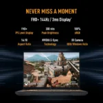 Asus TUF Gaming F16 FX607VJR-TU326WS laptop showing a 16-inch 144Hz FHD+ display with NVIDIA G-Sync and Windows Hello support