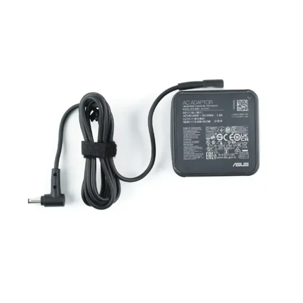 Asus 65W laptop charger with 4.5mm barrel pin for Vivobook and Zenbook models, available at YourShoppy.com in Koramangala.