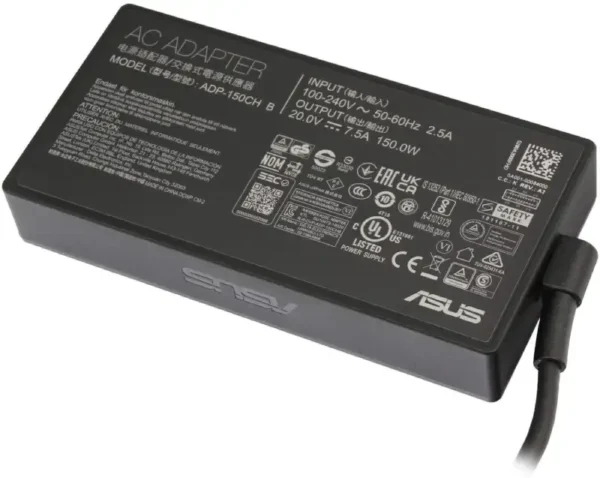 ASUS 150W AC adapter with rectangle connector for Vivobook 16 laptops, available at YourShoppy.com in Koramangala, Bangalore.