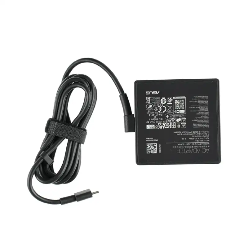 Asus A20-100P1A 100W USB-C power adapter with integrated cable for fast laptop charging, available at YourShoppy.com in Banga