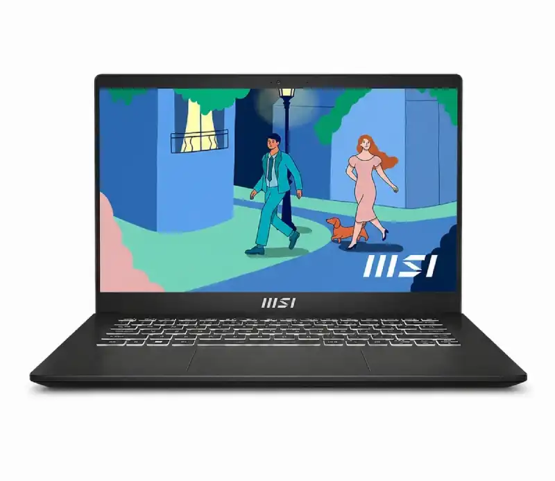 MSI Modern 14 C7M-101IN classic black laptop with a 14-inch FHD display and backlit keyboard available at YourShoppy.com.