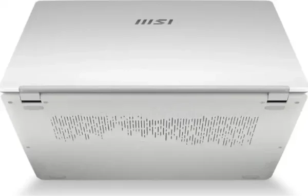 Urban Silver MSI Modern 14 C7M-104IN laptop viewed from the bottom showing the ventilation grill and hinge design at YourShop