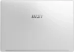 Top view of the silver MSI Modern 14 C7M-104IN laptop lid featuring the metallic MSI logo, available at YourShoppy.com.