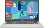 MSI Modern 14 C7M-104IN laptop in Urban Silver with 14-inch FHD display, AMD Ryzen 5 processor, and integrated Radeon graphic