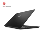 MSI Modern 15 H B13M-225IN classic black laptop with a sleek design and Red Dot winner 2022 award logo at YourShoppy.com.