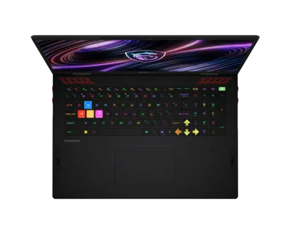 MSI Raider 18 Max HX A2WI-1257IN gaming laptop in Core Black with an 18-inch Mini LED display and RGB backlit keyboard.