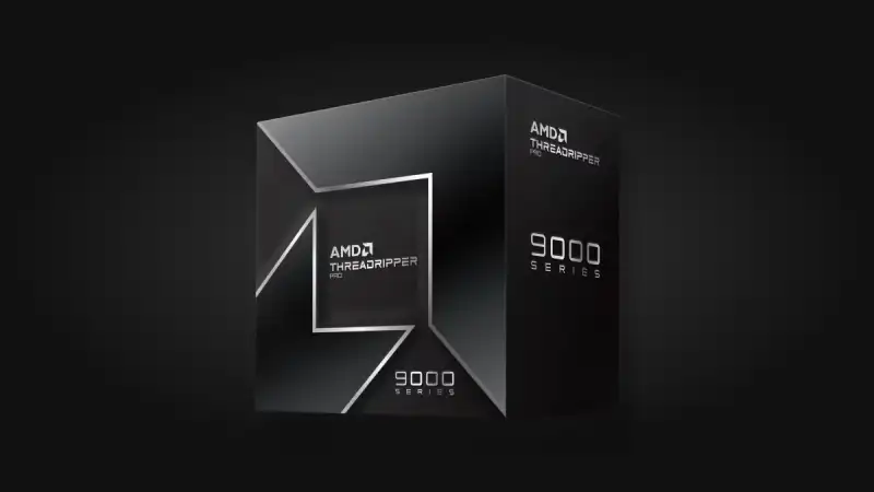 Black retail packaging box for the AMD Ryzen Threadripper PRO 9955WX 16-core workstation processor series.