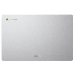 Top view of the Pure Grey ASUS Chromebook CX15 CX1505CTA-S70293 laptop lid featuring the Asus and Chromebook logos.