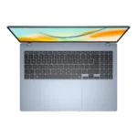 Top-down view of the light blue ASUS Vivobook S16 S5608QA-U3412WS laptop featuring a 16-inch OLED display at YourShoppy.com.