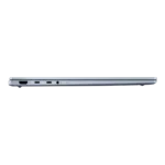 Side profile of the light blue ASUS Vivobook S16 S5608QA-U3412WS laptop showing its slim design and port connectivity.