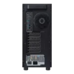 Rear view of the black ASUS Pro ET900A X9 Threadripper PRO barebone workstation tower featuring multiple PCIe expansion slots