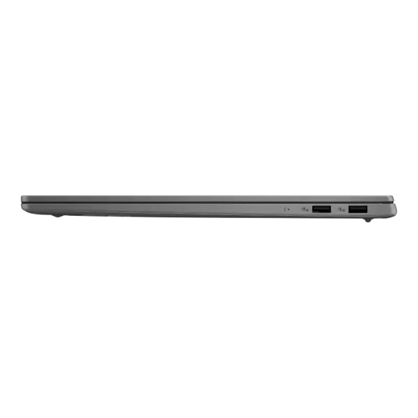 Side profile of the Matte Gray Asus Vivobook S16 S5608QA-U3413WS laptop showing USB ports at YourShoppy.com.