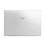 Top view of the silver MSI Modern 14 C13M-118IN laptop lid featuring the MSI logo, available at YourShoppy.com in Bangalore.