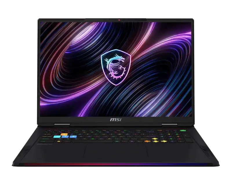 MSI Crosshair 18 HX AI A2XWGXKG-096IN gaming laptop featuring a backlit keyboard and vibrant screen at YourShoppy.com in Beng
