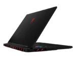 MSI Crosshair 18 HX AI A2XWGXKG-096IN gaming laptop in black with red accents, viewed from the rear angle at YourShoppy.com.