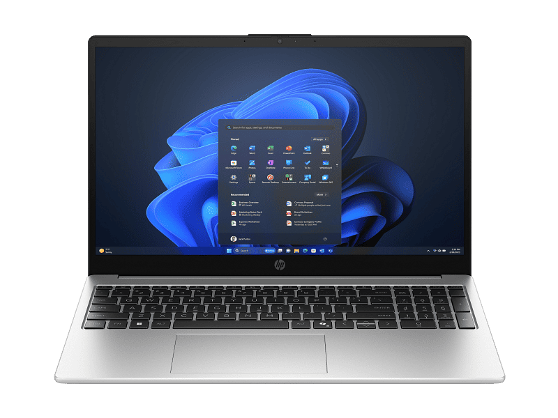 HP 255 G10 D4WX6AT | YourShoppy.com HP 255 G10 15.6-inch laptop in turbo silver with a Windows 11 desktop interface, available at YourShoppy.com in Koramangala.