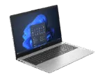 HP 255 G10 15.6-inch laptop in turbo silver finish with Windows 11 interface displayed on screen, available at YourShoppy.com