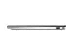 Right side profile of the silver HP 255 G10 laptop showing the USB and power ports available at YourShoppy.com in Koramangala