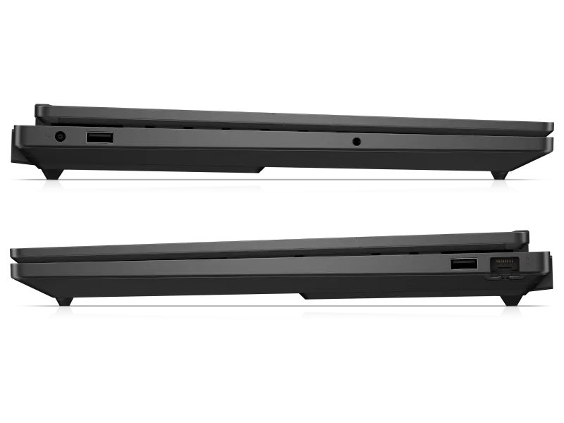 Side profile view of the black HP OMEN 15-ga0054TX gaming laptop showing connectivity ports at YourShoppy.com in Bengaluru.