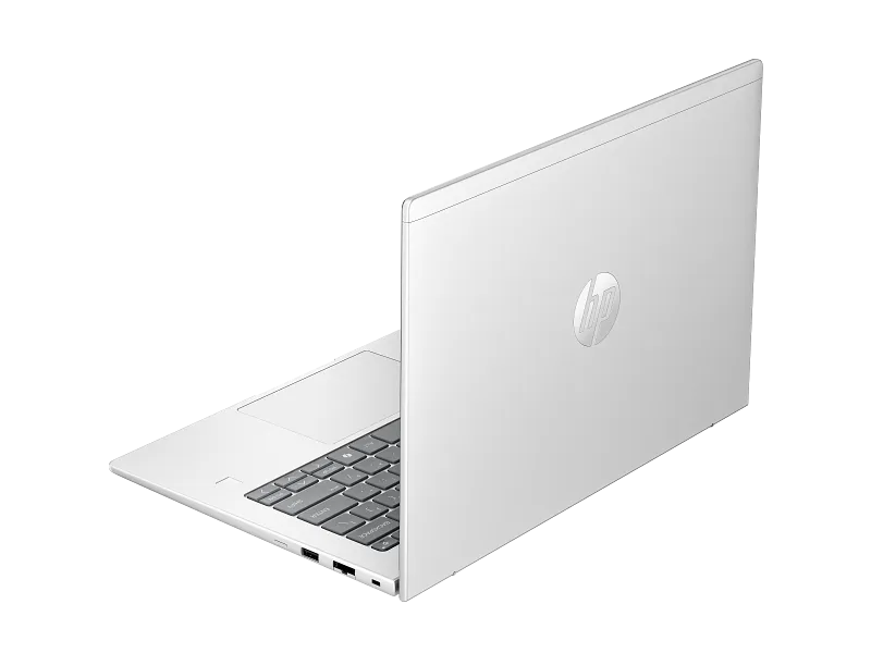 Silver HP ProBook 4 G1i 14-inch laptop with Intel Core processor, 16GB RAM, and 512GB SSD, viewed from the rear at YourShoppy