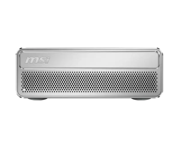 MSI EdgeMesa N AI+ Mini PC with metallic silver finish, perforated front panel, and MSI branding at YourShoppy.com in Bangalo
