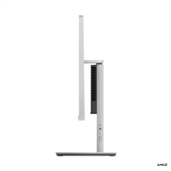 Side profile view of the Lenovo IdeaCentre AIO 24ARR9 F0HR00BCIN desktop featuring a slim 23.8-inch display and silver stand.