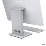 Rear view of the Lenovo IdeaCentre AIO 24ARR9 showing the silver stand, ports, and wireless keyboard at YourShoppy.com.