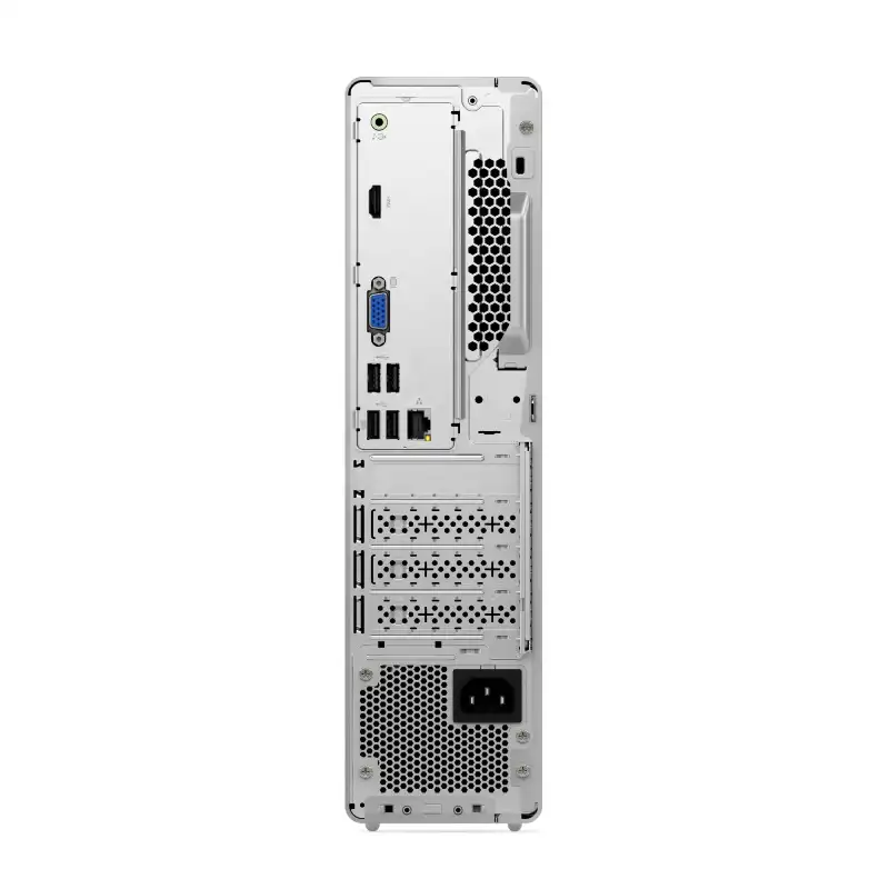 Rear view of Lenovo IdeaCentre Tower 08IRH9 showing HDMI, VGA, USB ports, and power input at YourShoppy.com in Koramangala.