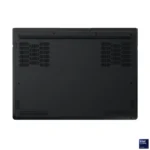 Bottom view of the Lenovo Legion Pro 5 16IAX10H gaming laptop featuring Eclipse Black casing and cooling ventilation grilles.